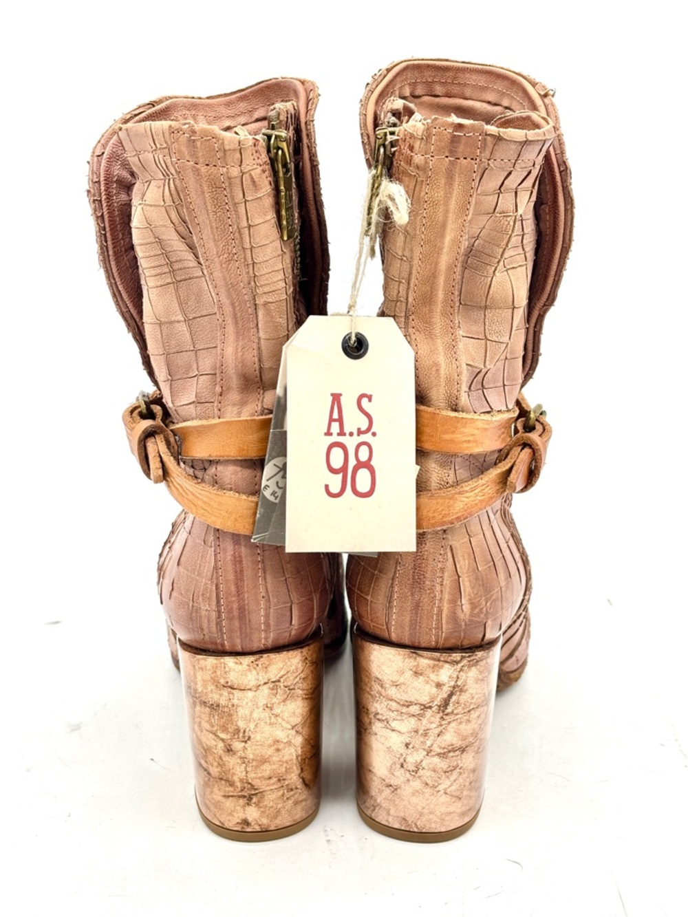 A.S.98 Light Brown Leather Ankle Boots - Picture 4 of 7